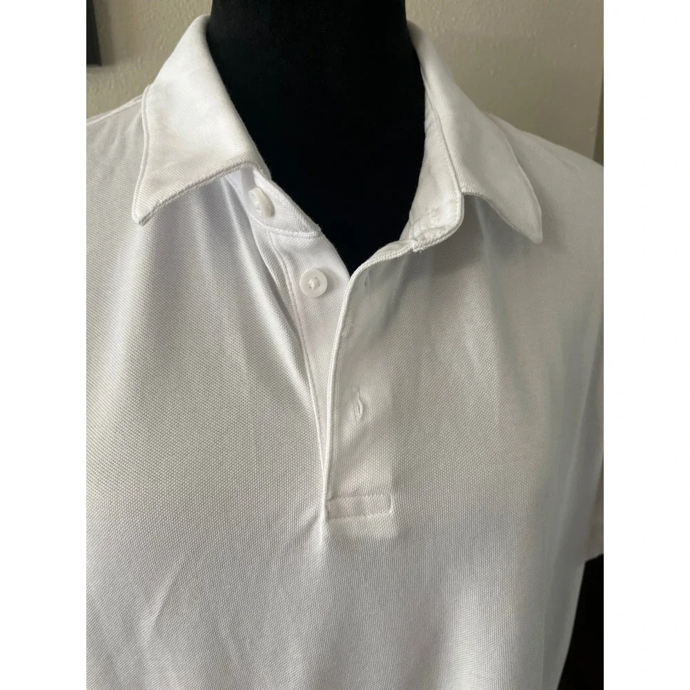 H&M Polo Shirt Coolmax Slim Fit Mens XL White Short Sleeve Minimalist Athleisure